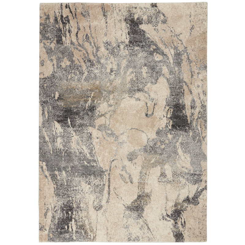Tapis crème moderne, Rectangle 4 pi x 6 pi