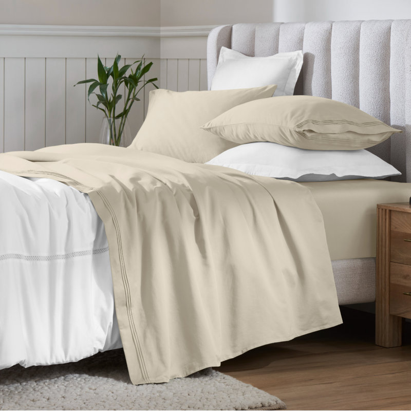 Egyptian Cotton Deep Pocket Solid 650 Thread Count Sheet Set, Ivory, Twin