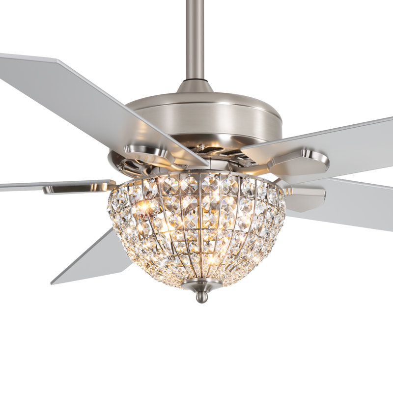  Ventilateur de plafond 2 lumières en cristal Darisha avec télécommande, classique, traditionnel, bureau, salon, salle familiale, chambre à coucher 52 po