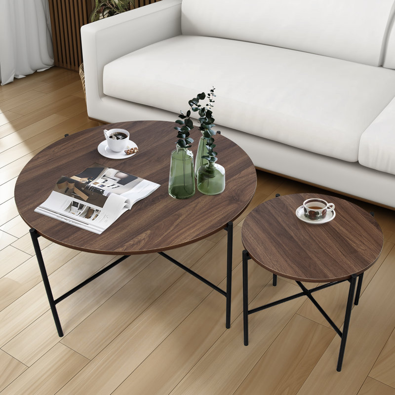 Monier 2-Piece Modern Round Nesting Coffee Table Set