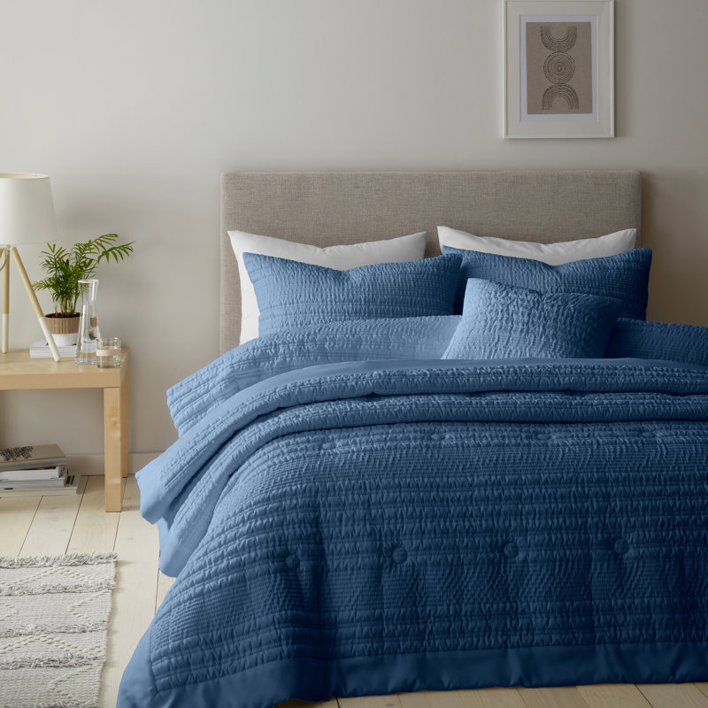 Lennon Stripe Duvet Cover Set, Blue, Double Duvet Cover + 2 Standard Pillowcases