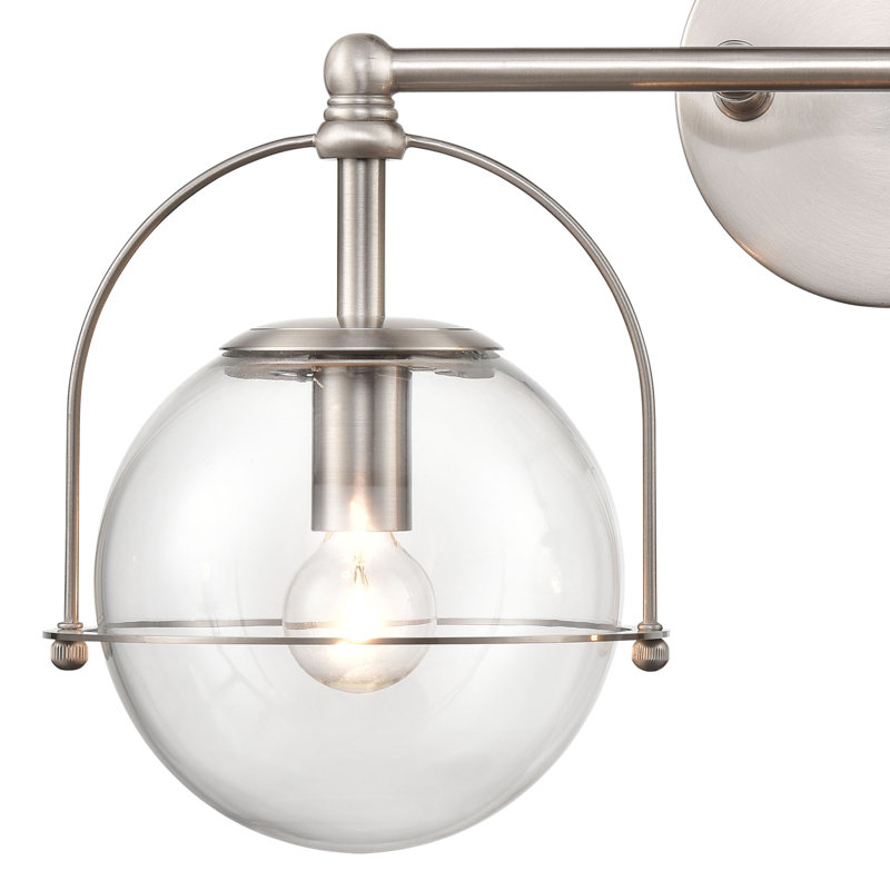 Moors 2 Light Transparent Dimmable Vanity Light, Satin Nickel