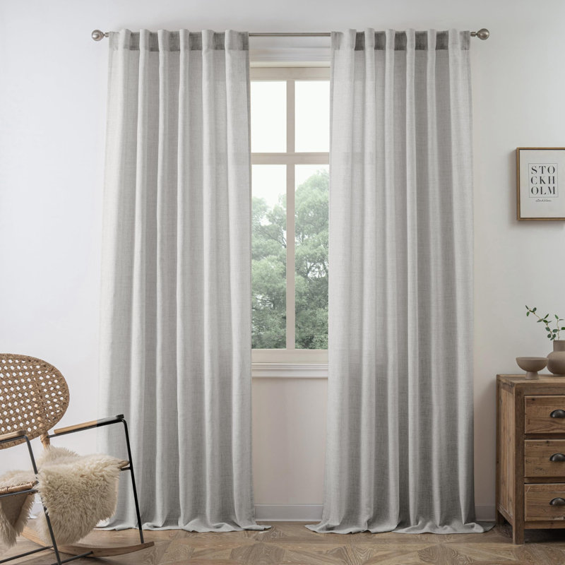 Paire de rideaux semi-transparents avec passe-tringle Janie, L 52 po x L 84 po, Gris