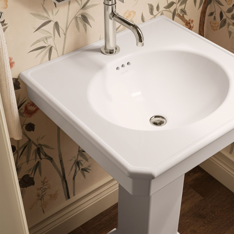 Lavabo de salle de bain rectangulaire 24 "Claude par Studio McGee, Robinets à monotrou, Blanc