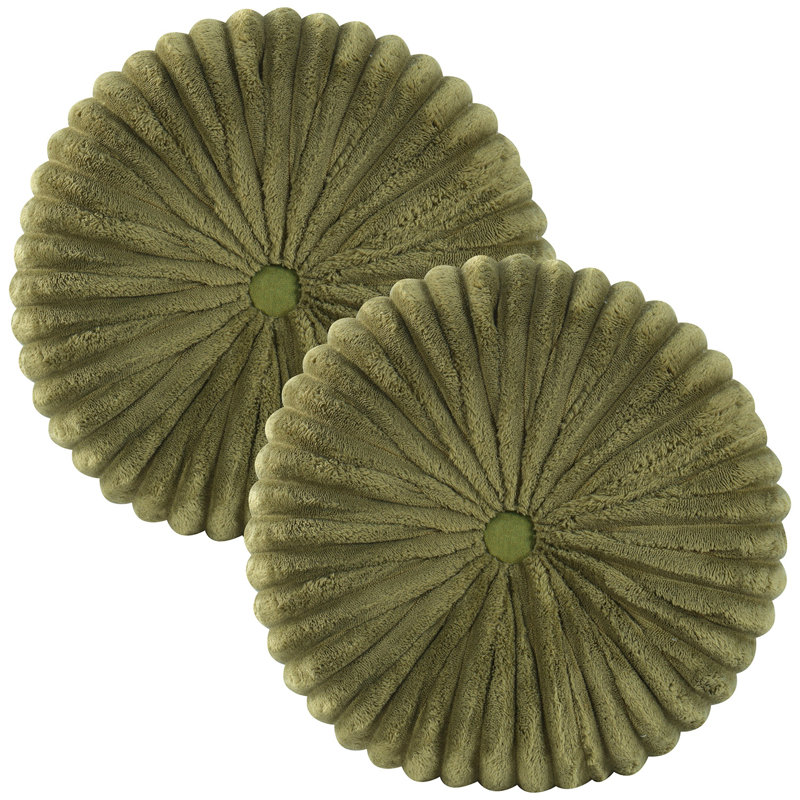 Decorative Round Throw Pillows For Bed Couch - 2 Pieces Handcraft Ruched Pumpkin Pillow,  Soft And Durable Velvet Floor Pillow For Home Decor, Bed Living Room And Sofa