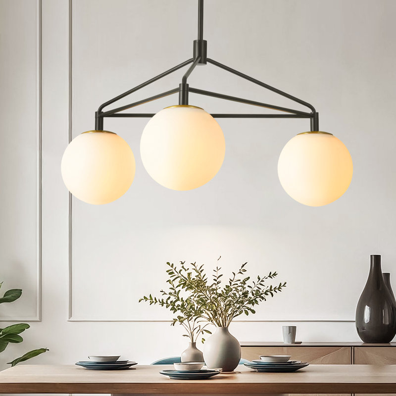  Lustre en verre à intensité variable 3 lumières Holloman pour salle à manger