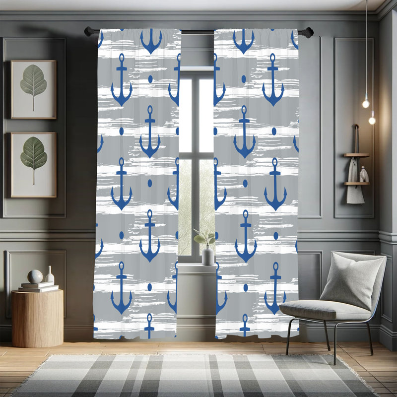 Paire de rideaux 28 po, bleu cobalt Ebern Designs, L 28 po x L 63 po