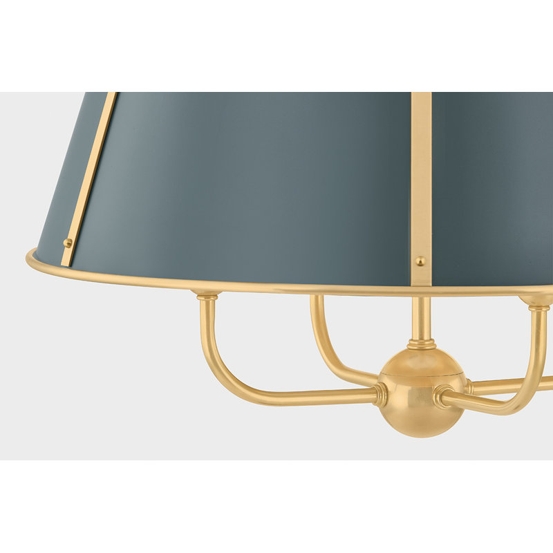 Cambridge Chandelier in Aged Brass/Soft Crimson by Mark D. Sikes, 19.5" H x 20.25" W x 20.25" D, 4 Lights