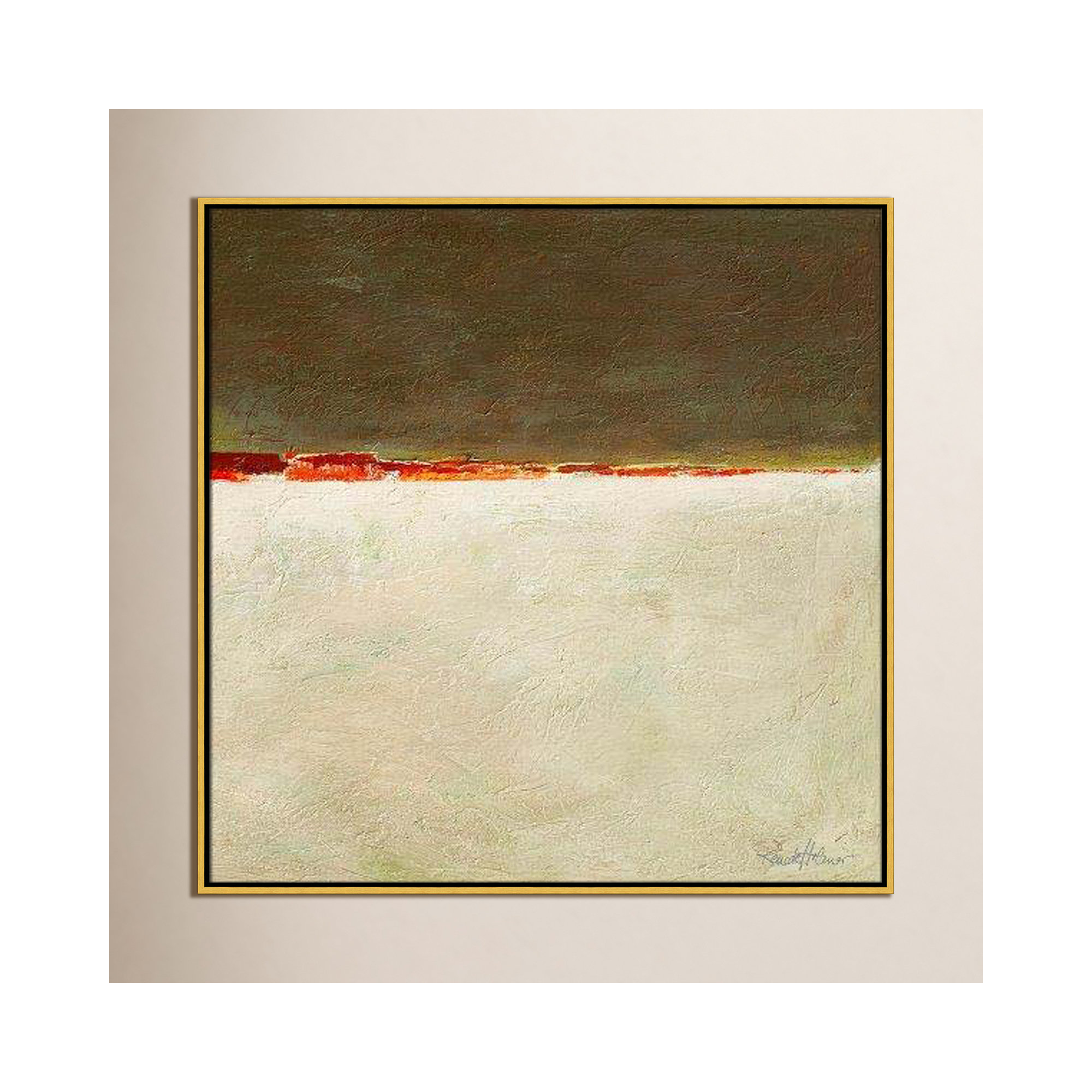 Orange Horizon I by Renate Holzner, Gold Framed, 37.5'' H x 37.5'' W x 2'' D