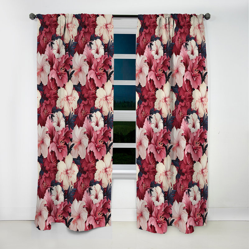 Hibiscus Romance - motif tropical VI - Rideau floral - Rideau floral obscurcissant - 1 panneau, L 52 po x L 90 po