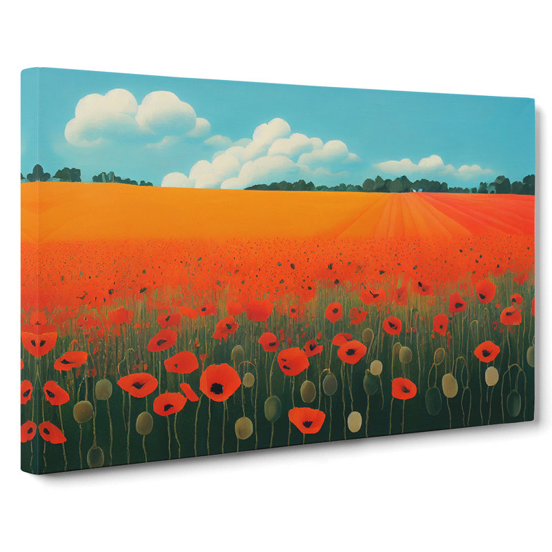 Stellar Poppy Field Flowers - Wrapped Canvas, 35cm H x 50cm W x 3cm D