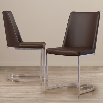 Chromium 18.1'' H Faux Leather Upholstered Metal Side Chair