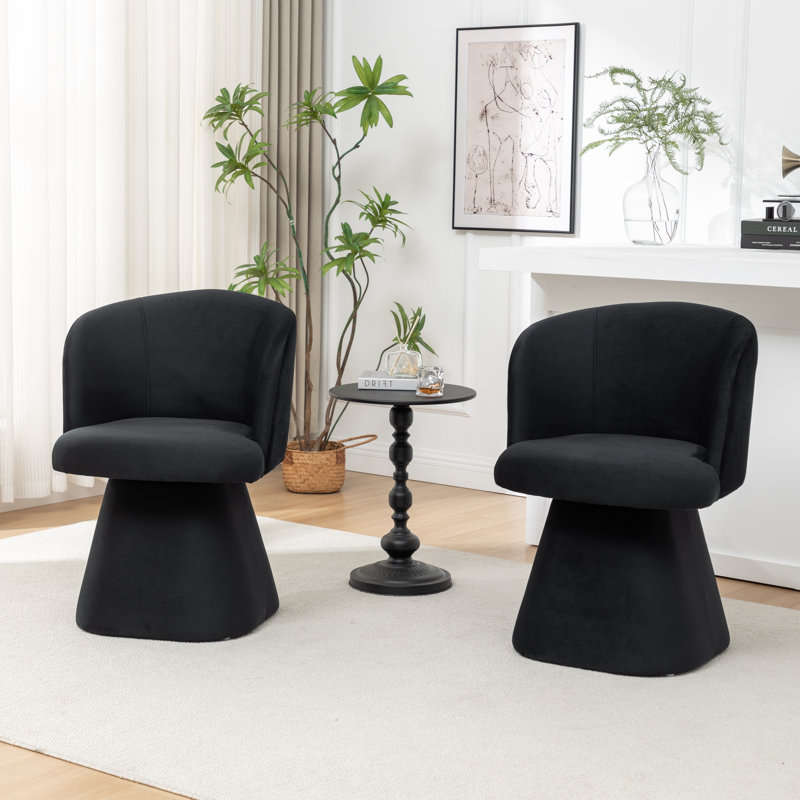 Chaise rembourrée pivotante en velours Dantzler, Noir, noir, noir, noir