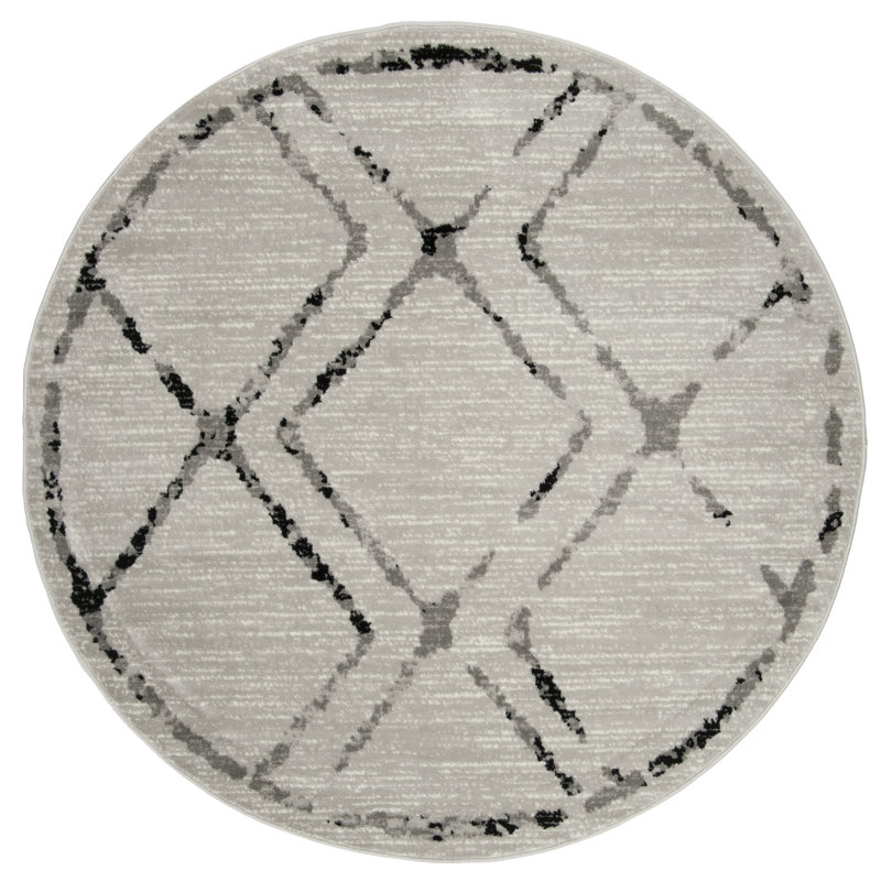 Tapis ivoire / gris Cohrs, Rond 6 pi 7 po