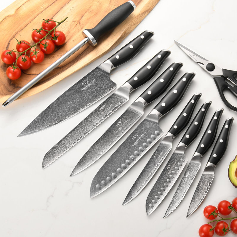 Nanfang Brothers Damascus Steel Knife Block Set