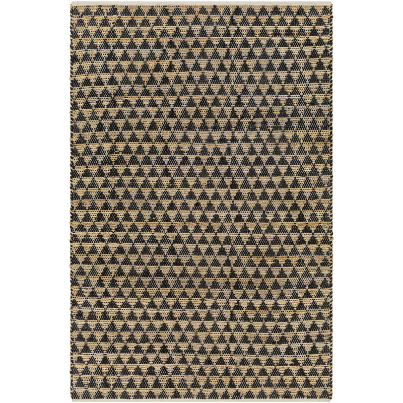 Tapis noir / brun clair / beige tissé à plat à la main Addy, Rectangle 27 po x 45 po