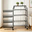 Chariot de rangement mince avec roulettes coulissantes, chariot utilitaire compact à 5 niveaux avec roulettes verrouillables pour l'organisation de la cuisine, de la salle de bain et de la salle de lavage