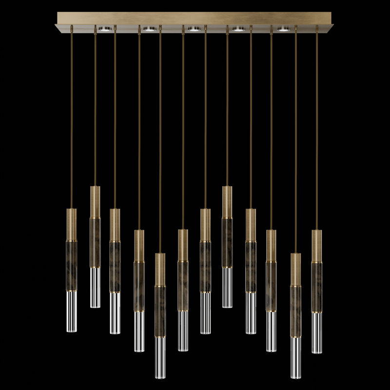 Luminaire suspendu l 61 po Antonia, Feuille d'or douce standard / laiton