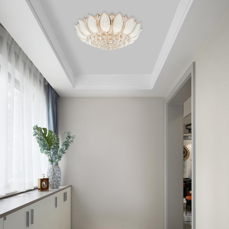 New Crystal LED Chandelier Ceiling Light Flush Mount Lighting Fixture