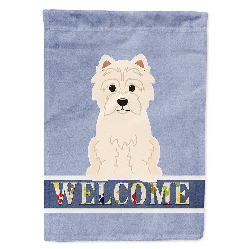 Polyester 2 côtés 40 x 28 po welcome drapeau maison, Westie assis