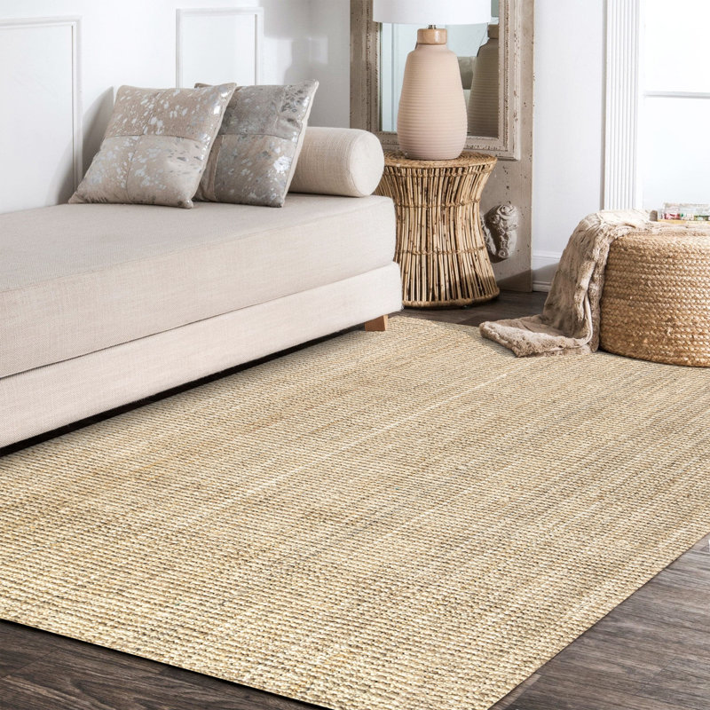 Ehmann Hand Woven Chunky Jute Ivory Rug, Rectangle 7'8" x 10'