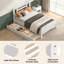 Lit simple avec 2 tiroirs de rangement, lit plateforme en bois massif, blanc