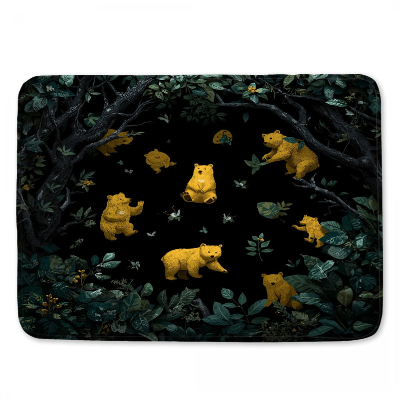 Tapis de bain «Yellow Bears In Forest», L 24 po x L 17 po