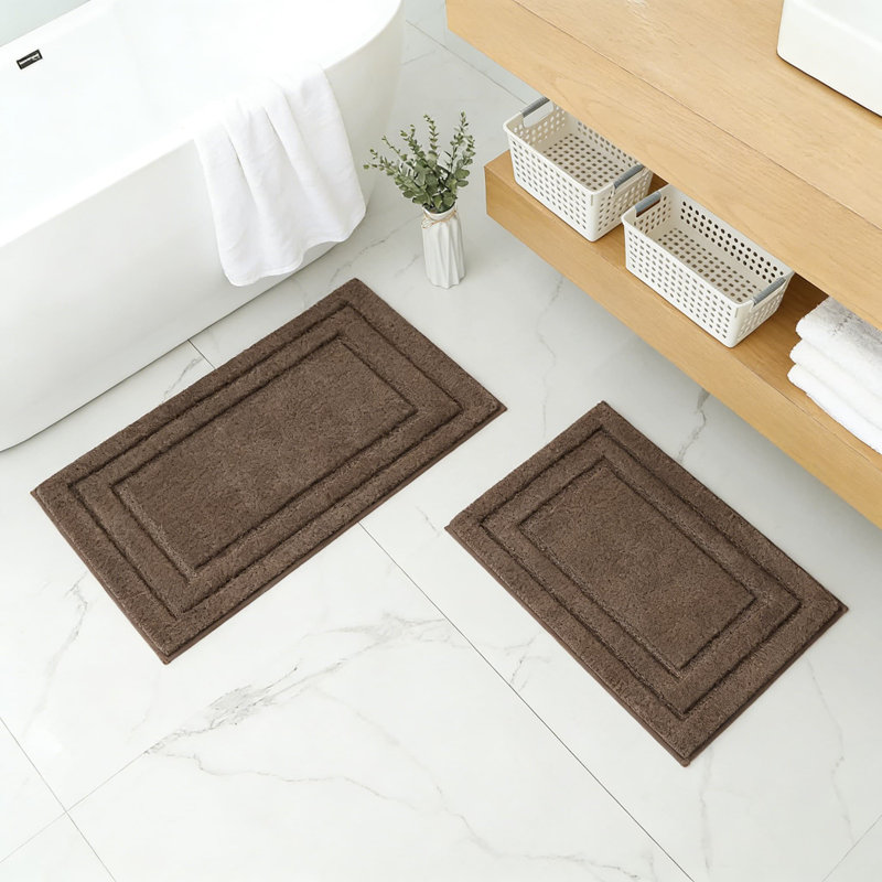 Ensemble de tapis de salle de bain super doux, tapis de bain en microfibre antidérapant absorbant, tapis de sol à poils longs lavable à la machine pour la salle de bain et la chambre à coucher