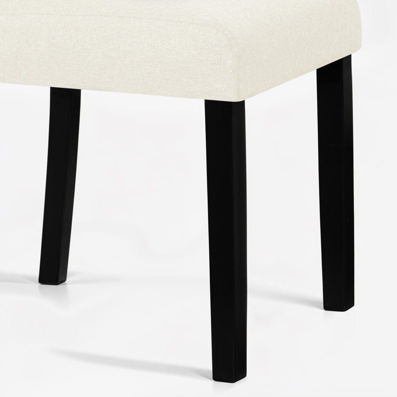 Tufted Fabric Upholstered Parsons Dining Chairs, Ivory