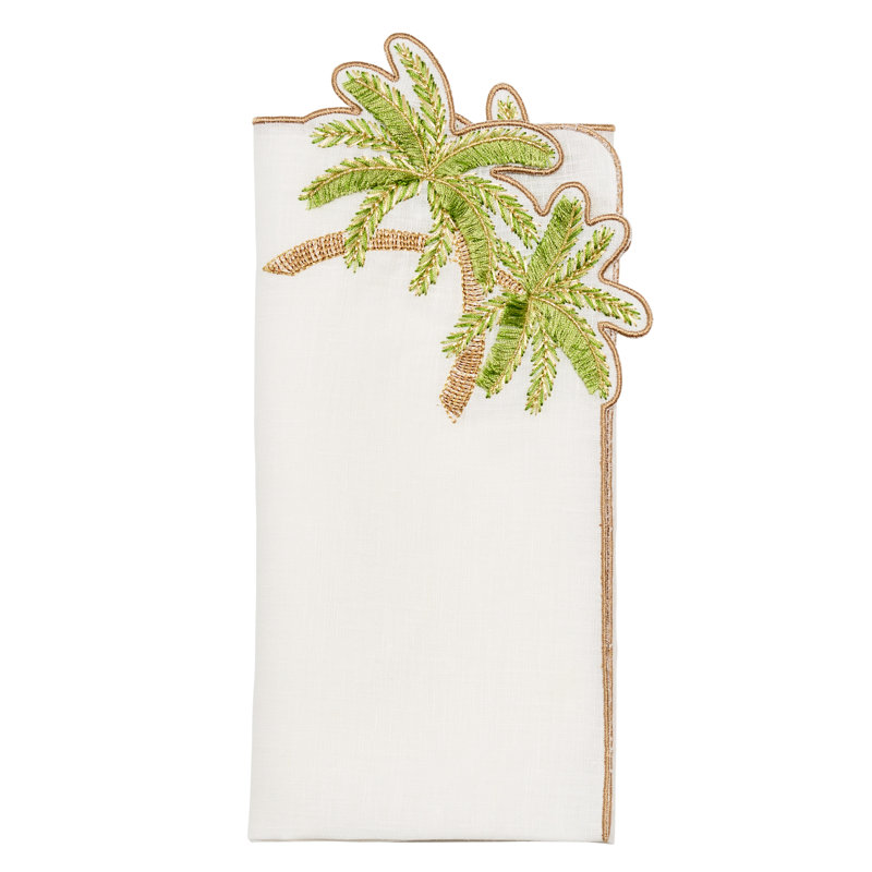 Palmera Napkin, White/Green/Gold