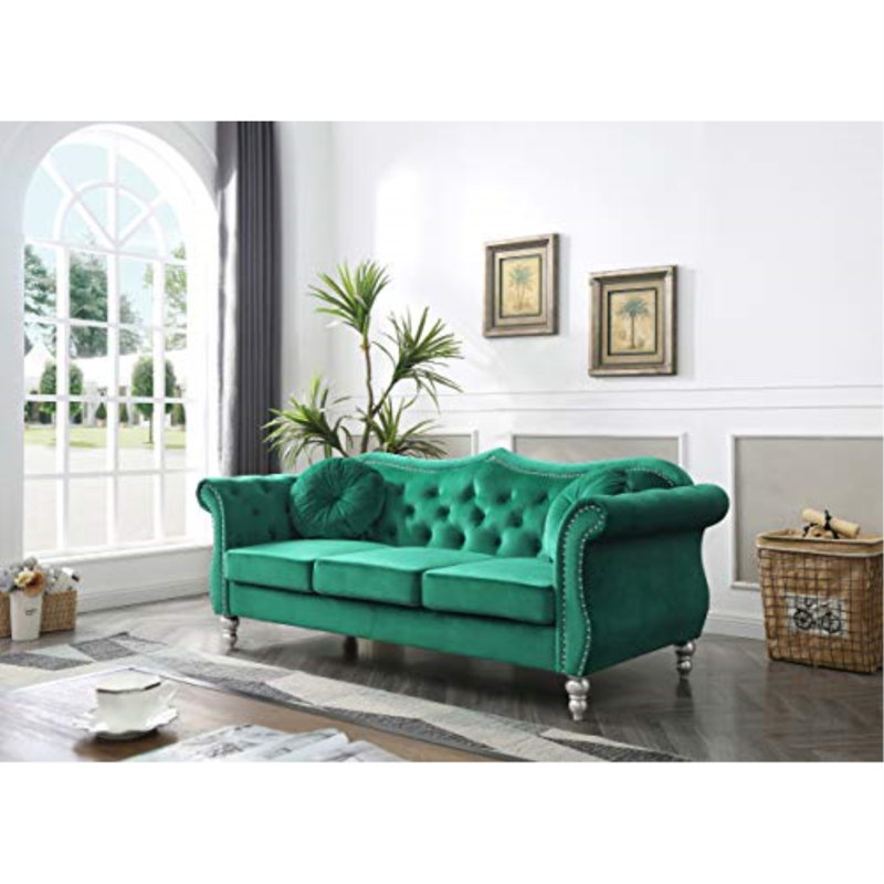 Hollywood 82'' Velvet Sofa, Green
