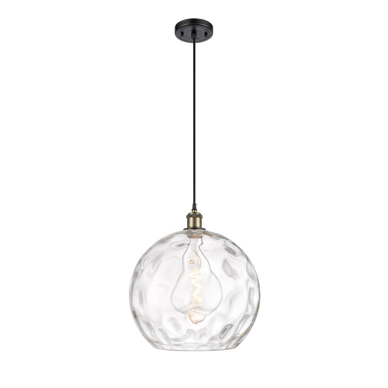 Luminaire suspendu sphère 1 lumière Roxane, Ampoule non incluse, H 16,88 po x l 13,75 po x P 13,75 po, Laiton antique noir