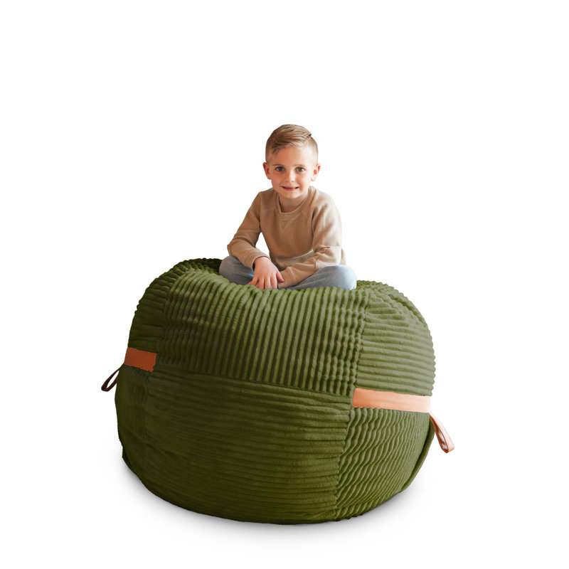 Big Joe Fuf 4Ft Foam Bean Bag Chair with Removable Cover for Kids, Teens, Moss Green, Corded Plush, 4 foot Large Reading and Gaming Seat