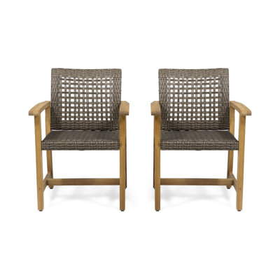 HAMPTON WOOD AND WICKER DINING CHAIR( SET OF 2 )