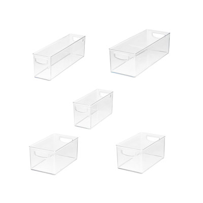 Petit bac de rangement de cuisine empilable en plastique avec poignées intégrées iDesign 5 pièces Linus