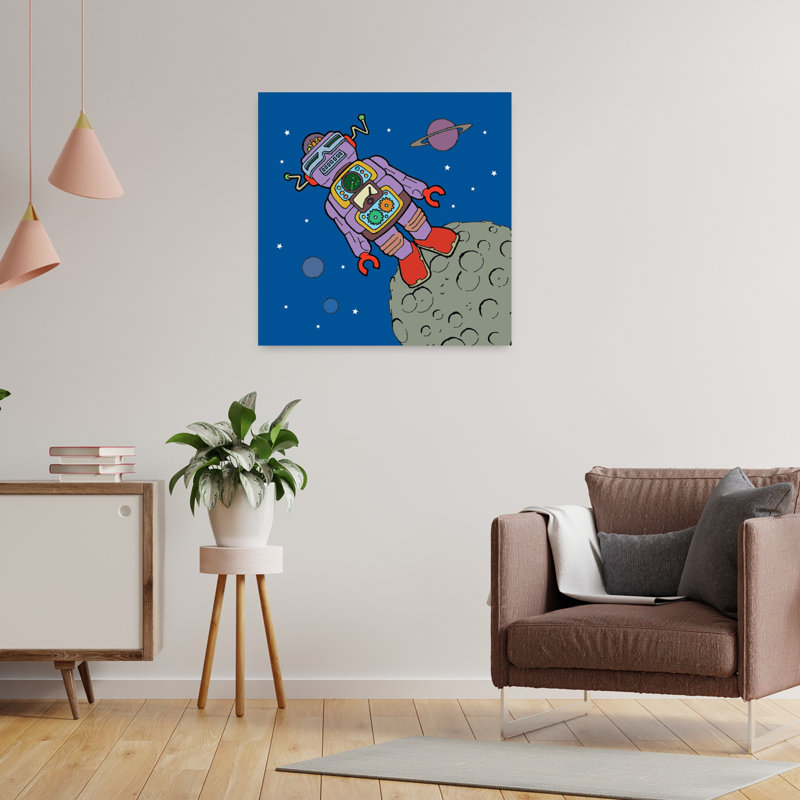 Asteroïde bot abstrait paysage urbain contemporain, H 24 po x l 24 po