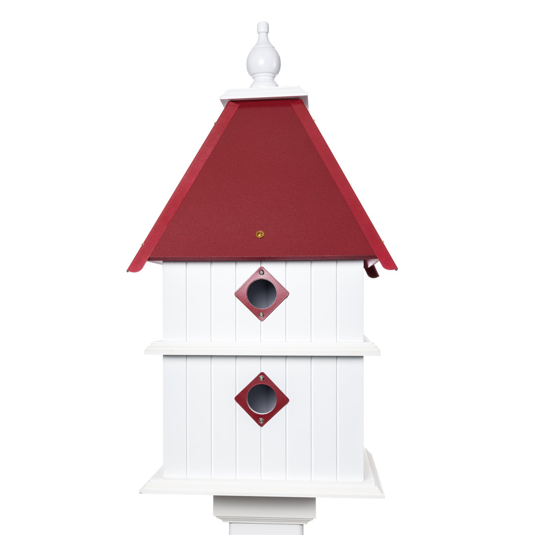 Kalene 27'' H x 12.5'' W x 12.5'' D Post UV Resistant Birdhouse Darby Home Co Color: Red