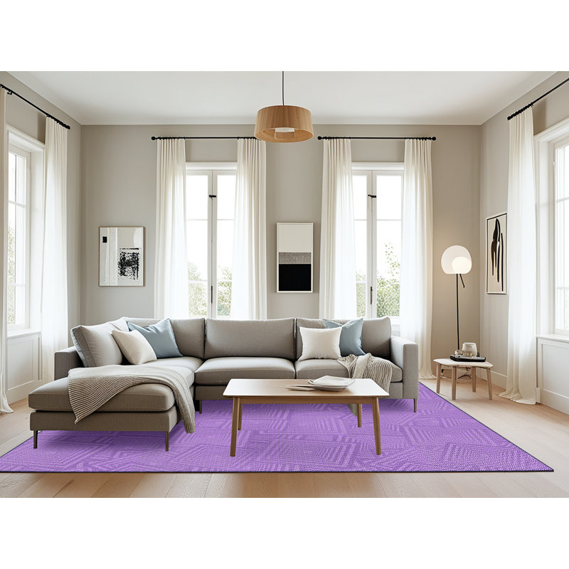 Tapis de zone mauve à motifs Waukeenah, Rectangle 8 pi x 10 pi