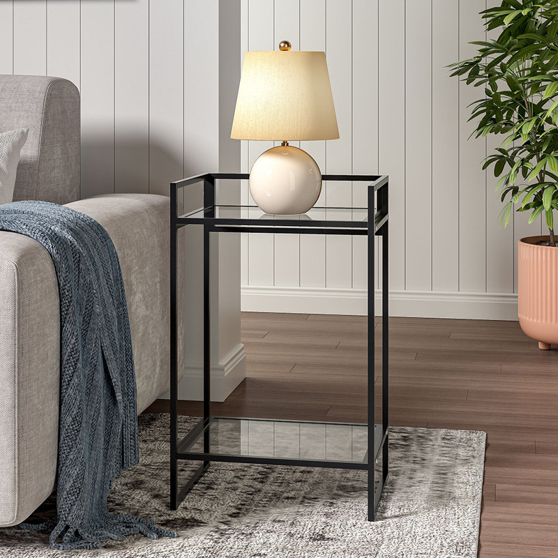 Micheleen Glass Top Sled End Table