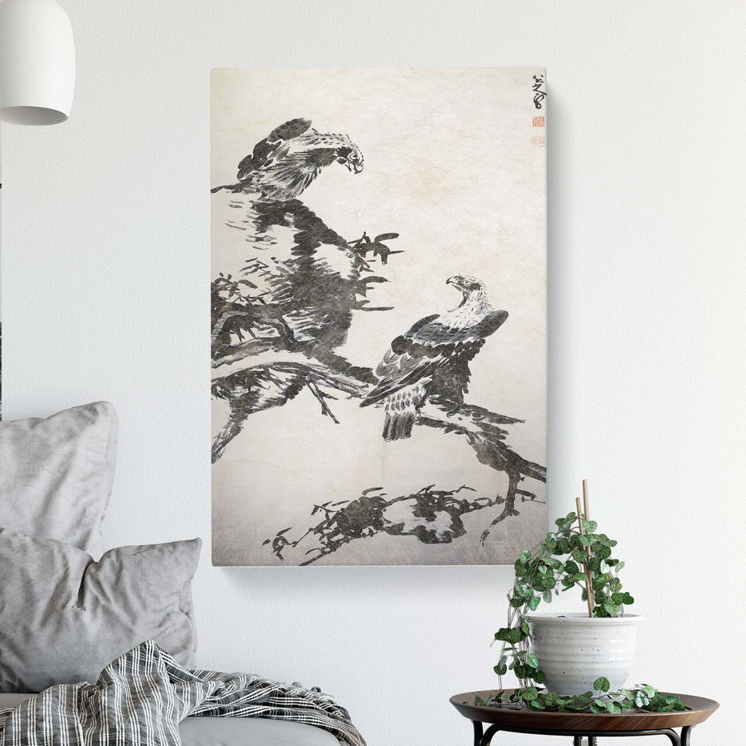 The Two Eagles by Bada Shanren - Wrapped Canvas