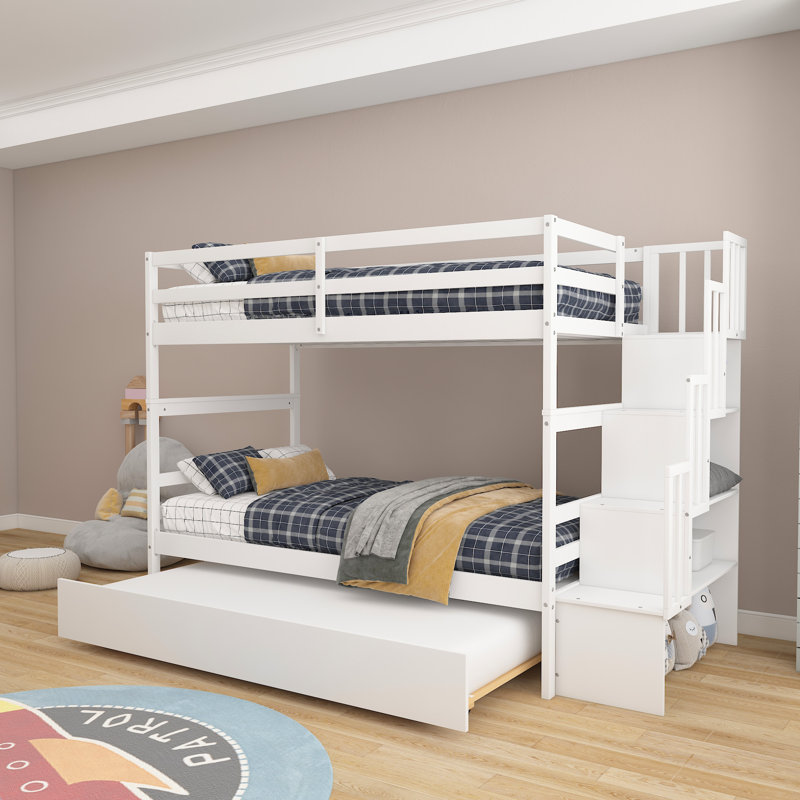 Lit simple pour enfant en bois massif, Blanc