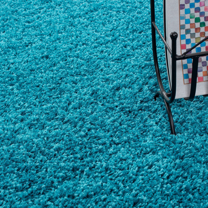 Luxury Turquoise Area Rug, 100% Polypropylene, 4.0 x 5.6 Feet | 1800 g/m², 1.2 in Pile Height | Antibacterial, Durable Jute Underside | Easy to Clean with Vacuum | Ideal for Living Room or Bedroom