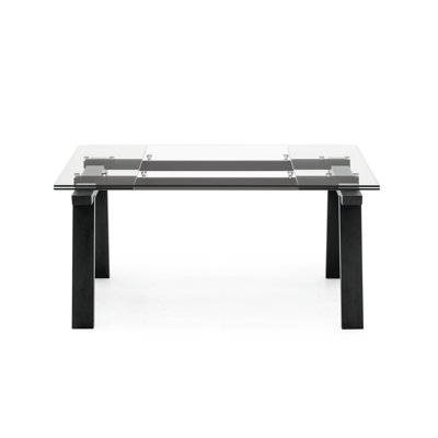 Levante Glass Extendable Table with Wooden Legs