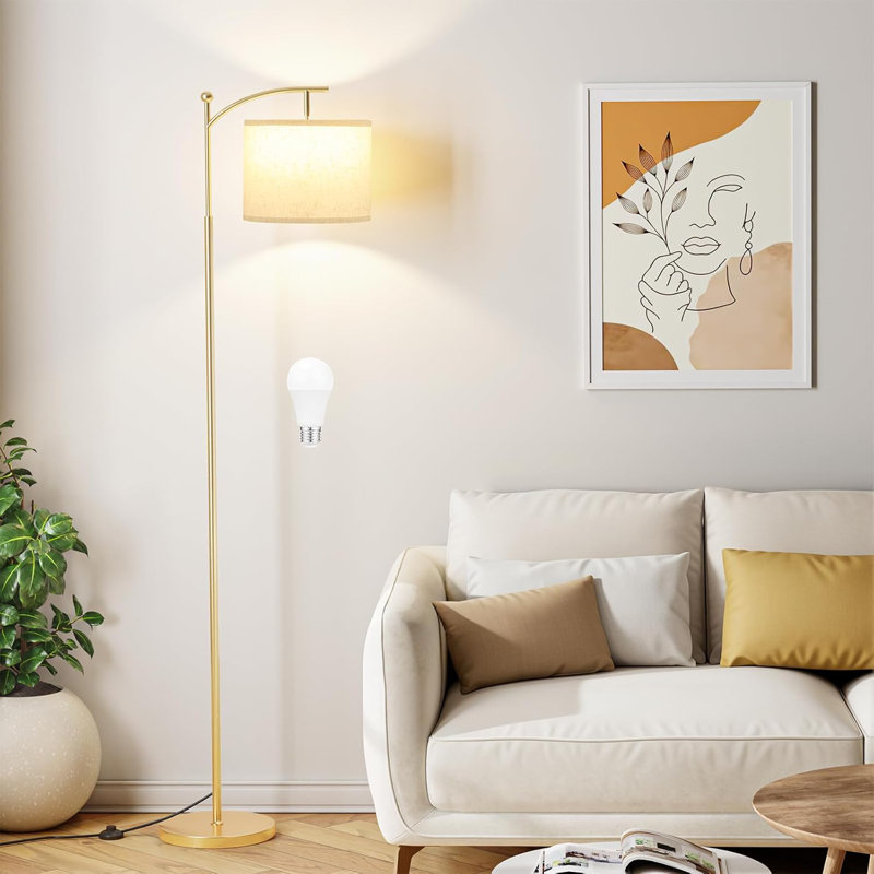 Lampe sur pied à luminosité et température de couleur réglables avec télécommande, abat-jour rotatif, télécommande magnétique et minuterie, installation facile