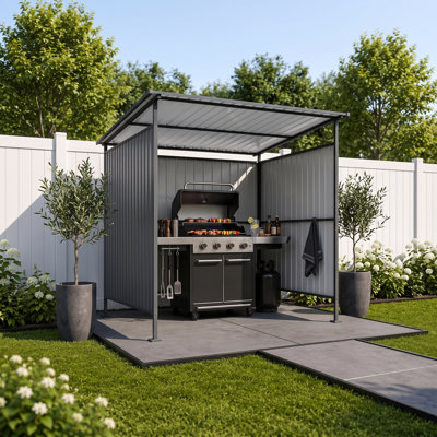 Pergola extérieure en métal 1,8 x 1,8 m, abri de jardin robuste avec toit rigide, auvent résistant aux intempéries pour terrasse, jardin, barbecue, animaux de compagnie