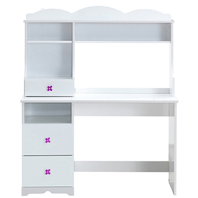2 bureaux blancs pour décor de bureau - Base de traîneau attrayante rectangulaire avec 2 tiroirs