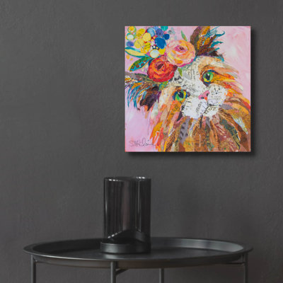 «Floral Cat» par St. Hilaire Elizabeth, art mural en acrylique, 12 po x 12 po