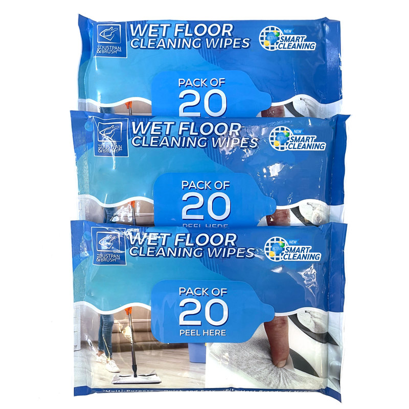 Wet  Floor Cleaning Wipes Universal Resealable Disposable Mop Refills - Pack of 60