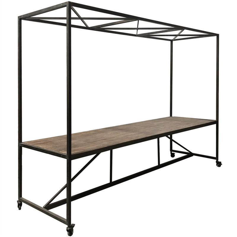 Solid Wood Top Metal Base Dining Table