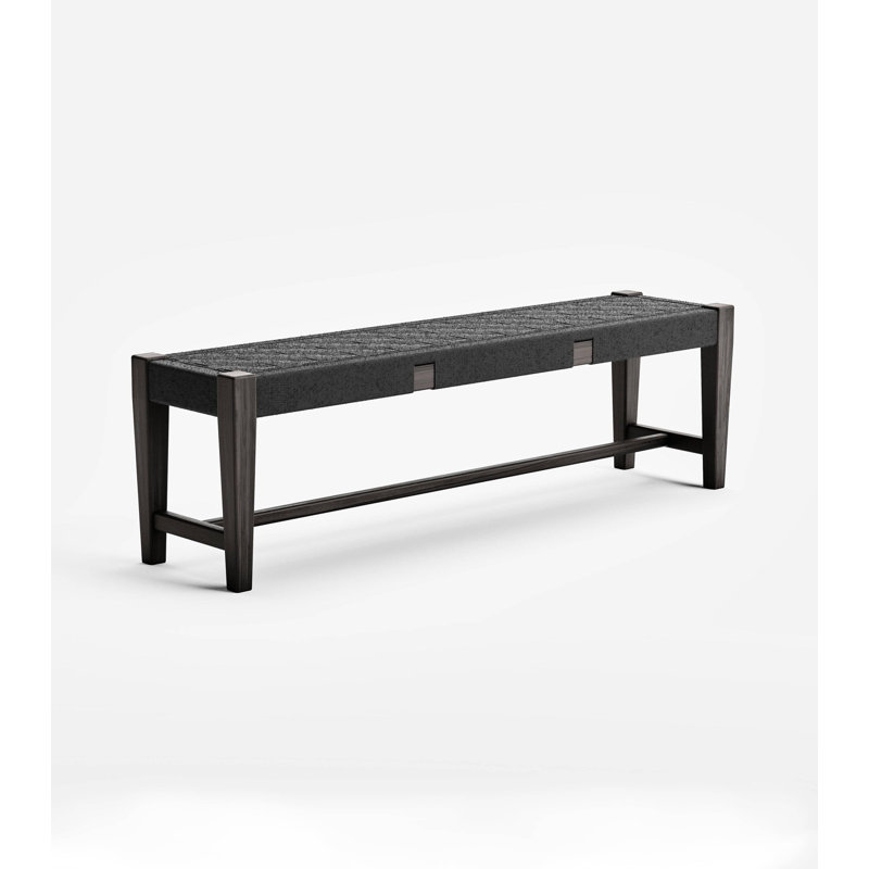 Masaya Upholstered Dining Bench, Black Basket Cord/Charcoal